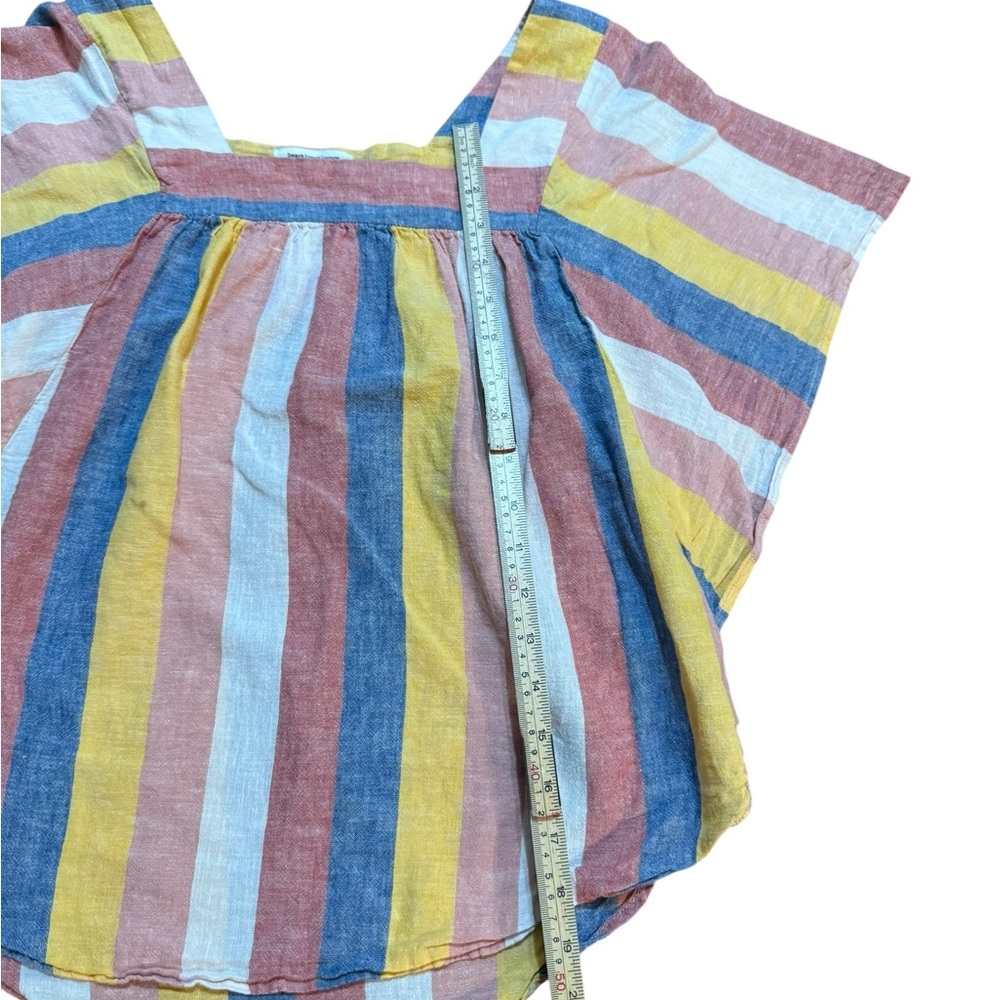 Beachlunchlounge Striped Multicolor Blouse Linen Blend Desert Vibes Sz S - Picture 7 of 8